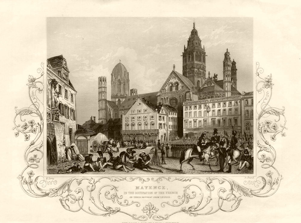 View of Mainz (Mayence), Rhineland-Palatinate, Germany. TALLIS c1855 old print